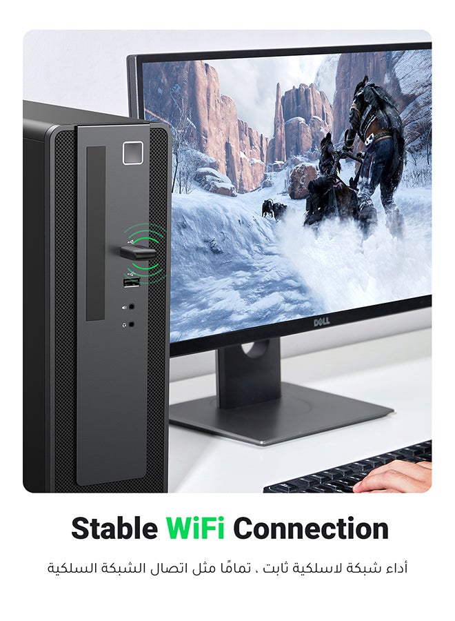 يو جرين محول دونجل AC650 لاسلكي شبكي صغير بمنفذ USB وواي فاي ثنائي النطاق بتردد 2.4 جيجاهرتز و5 جيجاهرتز ومناسب لأجهزة الكمبيوتر بنظام تشغيل ويندوز 11 و10 و8.1 و8 و7 وماك 10.11-11.6 ولينكس 2.6.18-5.3 - Image 3